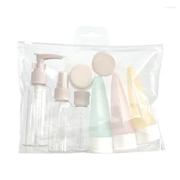 Bottiglie di stoccaggio 11pcs / set Bottiglia riutilizzabile da viaggio Set Lozione spray Shampoo Gel doccia Tubo Cosmetico Contenitore liquido vuoto Strumento portatile