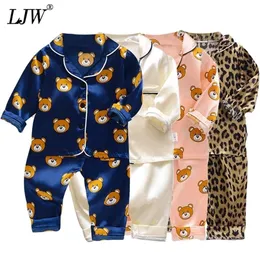 LJW Детская пижама набор детского костюма детская одежда для малышей для мальчиков девочки шелковые шелковые атласные брюки, установленные дома, 2202122610