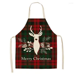 Christmas Decorations Printed Linen Apron Merry Decoration For Home Kitchen Accessories Xmas Aprons 2022 Year Gift Navidad