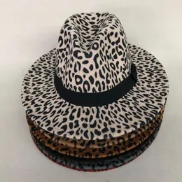 Boinas casuais simples unissex aba plana lã feltro jazz hat homen women leopardo grão de couro banda decoração de banda trilby panamá formal