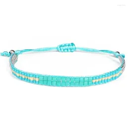Anklets Boho Beach Anklet Ankle Bracelet - Beaded Drawstring Single Wrap Turquoises Color Beads Adjustable Macrame For Women Teenage