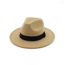 Basker 2022 unisex män kvinnor ull fedora hatt med tygbälte bred grim elegant dam