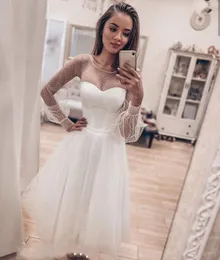 Lace Point Long Sleeves Wedding Dress Bridal Party Gowns Robe De Soiree Longue Formal Dresses Simple Robe De Soiree Lace-up