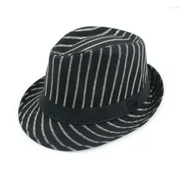 Beralar Toptan Unisex Leisure Fedoras Stripe Hasır Şapka Yaz Serin Nefes Alabası Topper Sonbahar Erkek Kadın Dimi için