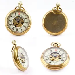 جيب الساعات الذهب قبعة الذهب ميكانيكية الساعة عتيقة steampunk رجالي سلسلة الرياح يدوي نصف