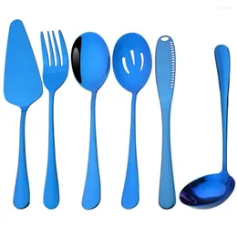 Conjuntos de utensílios de jantar espelho azul de aço inoxidável de aço