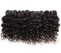 4pcs Human Hair Pacotes Water Wave 50gpc Cor natural Mongolian Mongolian Curly Virgin Hail Weave Extens￵es para Bob Style6047364