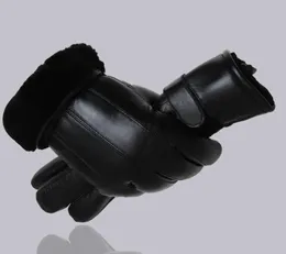Five Fingers Gloves MPPM Men sheepskin gloves genuine leather glove for men winter Outdoor warm fur thickening thermal patchwork g5538097