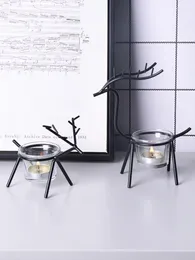 Titulares de vela Decoração nórdica de metal Designer de mesa de vidro Vidro de Natal Halloween Centro de Mesa Design Candl