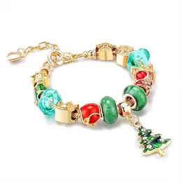 Charm Bracelets European Style DIY Large Hole Bead Bracelet Christmas Gifts For Women Christmas Tree Pendant Red Fruit 3D Star