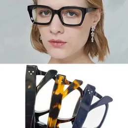 패션 데시 선글라스 여성을위한 프레임 간결한 광장 이탈리아 판자 전체 안경 안경을위한 리벳 장식 다리 처방 안경 고글 풀셋 케이스