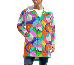 Men039s Trench Coats colorido geo impressão de inverno casual jaquetas multi -círculos zíper de rua grossa homem quente clássico par9059520