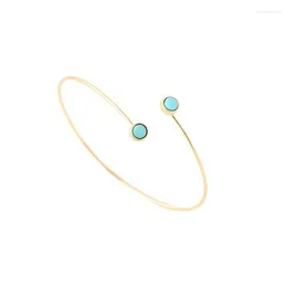 Bangle 1pc 2022 Fashion Adjustable Blue Stone 2 Turquoises Bangles And Bracelets Gold Color Women