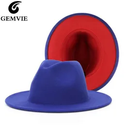 GEMVIE Fedora-Hut mit roter Krempe, zweifarbiger Wollfilzhut für Damen und Herren, Panama Gamble, breite Krempe, Jazz-Kappe 2020, Neu268x