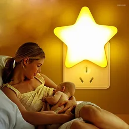 Night Lights Star LED Intelligent Light Control Socket Lamp US/EU Plug-in For Children's Bedroom Hallway Stairs Lighting