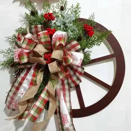 Dekorativa blommor 30 cm julkonkotte Garland dörr hängande trä roulette hjul kransar dekoration för hem år 2022 navidad