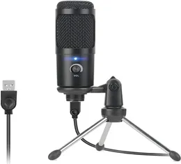 Mikrofonlar Profesyonel Studio Mikrofon USB Kablolu Kondenser Karaoke Mic Bilgisayar Montaj PC Defter için Mountcable