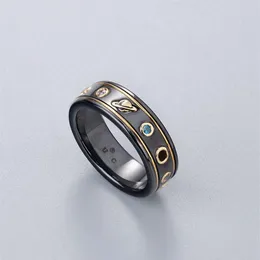 Black White Ceramic Cluster Band Rings bague anillos for mens and women engagement wedding couple jewelry lover gift252o