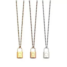 Moda de a￧o inoxid￡vel Prata Gold Lock Pingente Colar para Lady Mulheres Meninas Mens Casamentos A amantes do presente J￳ias de casas de j￳ias NRJ255Z