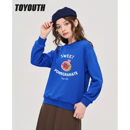 Kadın Hoodies Sweatshirts Toyouth Kadın Polar Sonbahar Uzun Kollu O Boyun Gevşek Hoodie Meyvesi Baskı Çok Rahat Sokak Giyim kazak 221121