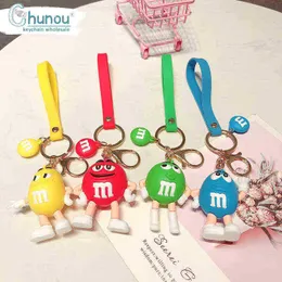 Keychains Cute 3D Sile Kawaii Chocolate Beans M Keychain Keyring Charms för kvinnor Män ryggsäck Bilhänge dekoration Sleutelhanger T220909 T220909