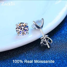 Stud Real 044 Karaat Oorbellen voor Vrouwen Mannen Solid 925 Sterling Zilver Solitaire Ronde Diamant Fijne Sieraden 221119