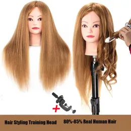 女性のマネキントレーニングヘッド80-85％本物のヘアスタイリングヘッドダミードールマニキンヘッドヘアドレッサーヘアスタイル