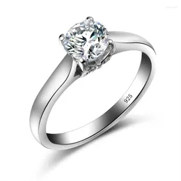 Pierścienie klastra Solid 925 Srebrny Srebrny Pierścień Moissanite Women 6mm D Kolor Diamond Wedding Jeweling With Gra Certificate