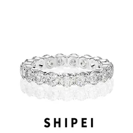 Anello solitario SHIPEI Solid 925 Sterling Silver 3MM White Sapphire Gemstone Fine Jewelry Wedding Band Moda per le donne Regali all'ingrosso 221119