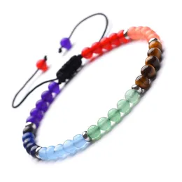 Perlen 12 Teil/satz Natürliche 4mm 7 Chakra Perlen Weben Armband Geschenke Für Männer Frauen Handgemachte Yoga Schmuck Drop Lieferung armbänder Dhsqc