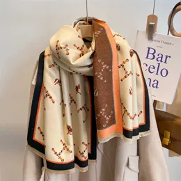 Halsdukar ny kvinnors imitation kashmir borstad förtjockad 2022 vinter sjal mångsidig halsduk hett mode modemärke stil