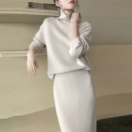 2 피스 드레스 캐주얼 드레스 패션 여성 드레스 가을과 겨울 패션 니트 정장 슬림 스웨터 치마 221121