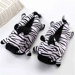 Cootelili Tier Cartoon Baumwolle Schuhe Hausschuhe Winterschuhe Einhorn Hausschuhe Frauen Hause Hausschuhe Zebra Schuhe Einheitsgröße 3543 J220716