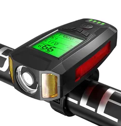 Fietslichten 3in1 koplamp USB oplaadbaar MTB voorlicht met stopwatch hoornlamp 5 verlichtingsmodi voor fietsen fiets toegang 5915294