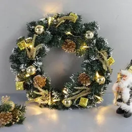 Decorative Flowers Useful Garland Wreath Portable Hanging Fire-resistant Wide Application LED Prelit Berries Artificial