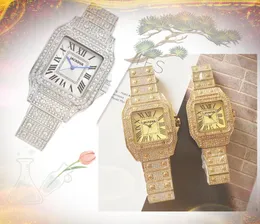 Coppia Donna Uomo Abitanti Orologi Full Diamonds Anello Iced Out Orologio Movimento al quarzo Funzione per feste Set sportivo Auger Orologio da polso Orologio montre de luxe Regali