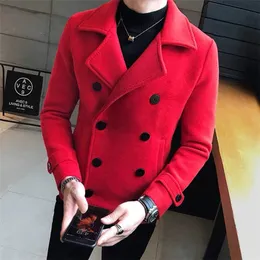 Men's Wool Blends Winter Solid Color Wool Overcoat Men Windbreaker High Quality Short Men Casual Slim Fit Coat Thicken Warm Mens Jackets 221121