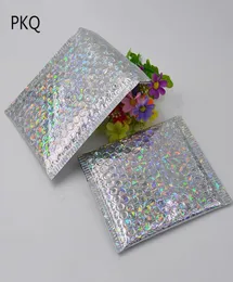 50pcs 2Size Laser Silver Packaging Bubble Mailer Aluminum Foil Plastic Padded Envelope Gift Bag Mailing Envelope Bag8570448