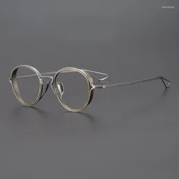 Солнцезащитные очки рамы чистого титана ретро Япония дизайнерские очки для брендов рамки мужчины винтажные оптические очки миопия чтение женщин Рецепт рецепт