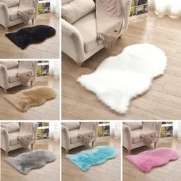 Teppiche Luxus-Schaffell-Haar-Teppich, Kunstmatte, Sitzpolster, Fell, schlicht, flauschig, weich, Teppich, Tapeten, mehrfarbig, 60 x 102 cm