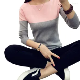 Kobiet Sweters Women's 2022 SWEATER KOBIET Modne wysokie elastyczne dzianiny podzielone jesienne zimowe pulovery żeńskie trójkołowe jumper femme