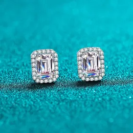 Stud 925 Sterling Silver Carring للنساء مع الزمرد مقطوعة على شكل مستطيل على شكل أقراط الهدية المجوهرات 221119