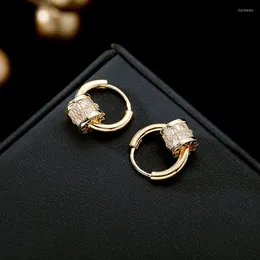 Stud￶rh￤ngen personlighet designer smart roterande cirkel klipp kvinnor mode guld pl￤terad kubik zirkoniumbr￶llop parti brud smycken