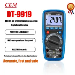 CEM DT-9919 Professionell vattentät dammtät fullskydd Digital multimeter för att upptäcka motstånd och kapacitansfrekvens.