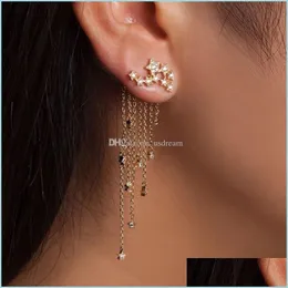 Dangle Chandelier Crystsal Star Tassel Earrings Crystal Ear Cuff Women Fashion Jewelry Gift Drop Delivery Dhjf3