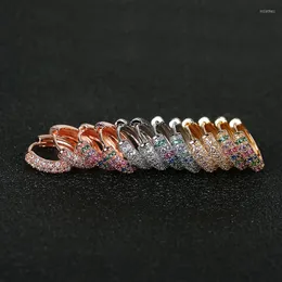 Hoop Ohrringe gl￤nzende Ohrschnallen Schmuck Micro Pave CZ Drei Zeilen Kristallspiegel Farbe Zierz￼chter Forwomen Engagement Accessorie Gro￟handel Gro￟handel