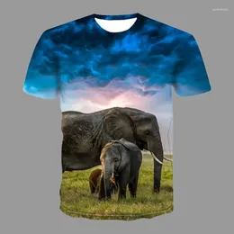 Herr t shirts sommar kort ￤rm elefant tryck t-shirt m￤n ￶verdimensionerade tshirt mode pojkar flickor o-hals andas snabbtorkning tee toppar