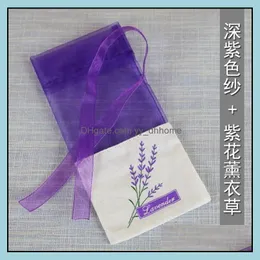 Sachet Bags Purple Cotton Organza Lavender Sachet Bag Diy Dried Flower Bags Wardrobe Modproof Gift Fragrance Drop Delivery Home Gard Dhzup