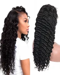 Parrucche per capelli umani Naturale naturale Maleyian Deep Wave Lace Front Parrucche per donne nere 824 pollici6193418