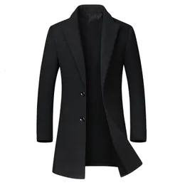 Misto lana da uomo Autunno e inverno da uomo di media lunghezza Business Casual Cappotto di lana Slim Fit Tinta unita Risvolto monopetto Taglia M4XL Tutti i giorni 221121